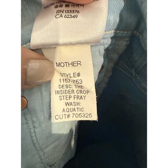 Women’s Mother insider crop step fray Aquatic Wash 23 Denim Jeans - Picture 6 of 8